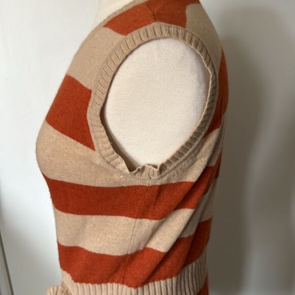 Valentino Cashmere Wool Striped Pullover Medium Sleeveless‎ Sweater Too Blouse - Picture 6 of 9